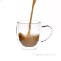Tasse en verre à café transparent à double paroi